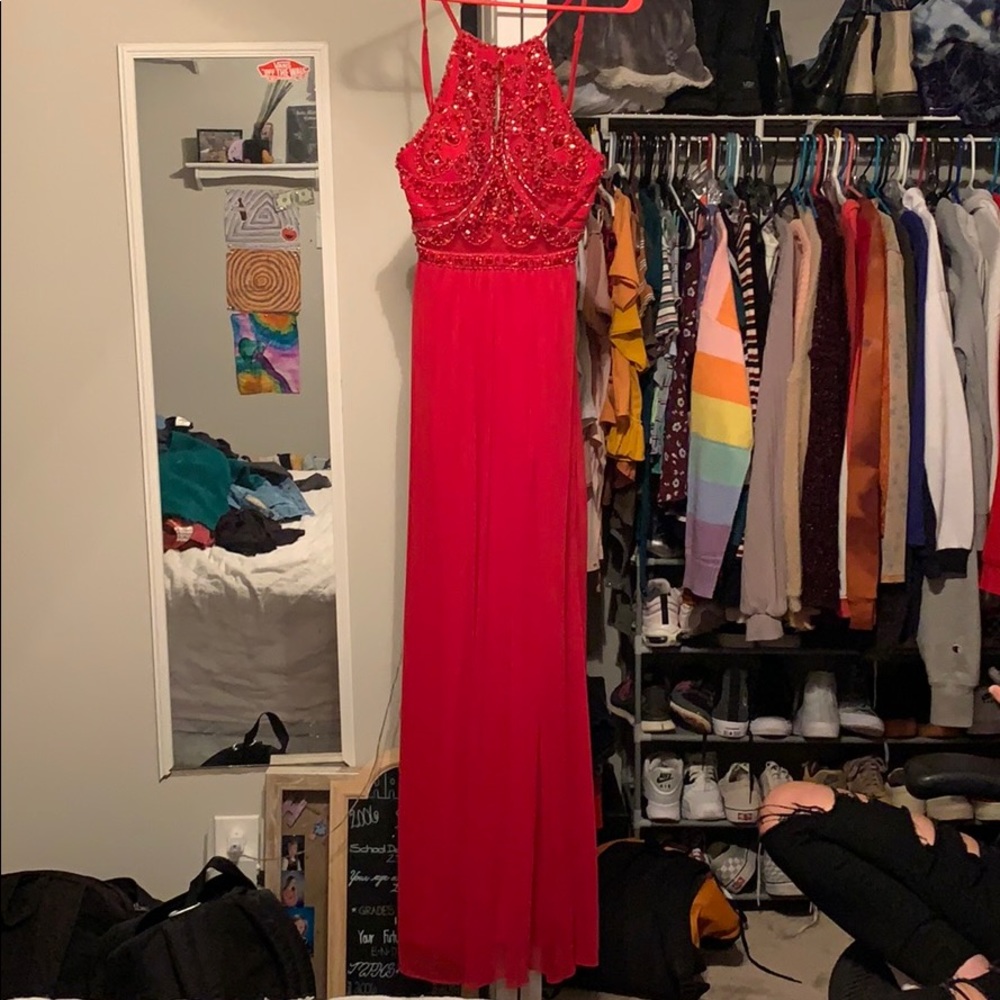 Red prom dress with jewels - Picture 3 of 5